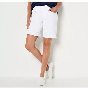 Belle by Kim Gravel TripleLuxe Twill 5-Pocket 8" Shorts, Size 14, White